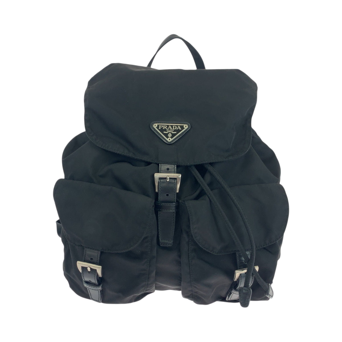 PRADA Backpack Nylon Black SilverMetal Test Triangle With logo