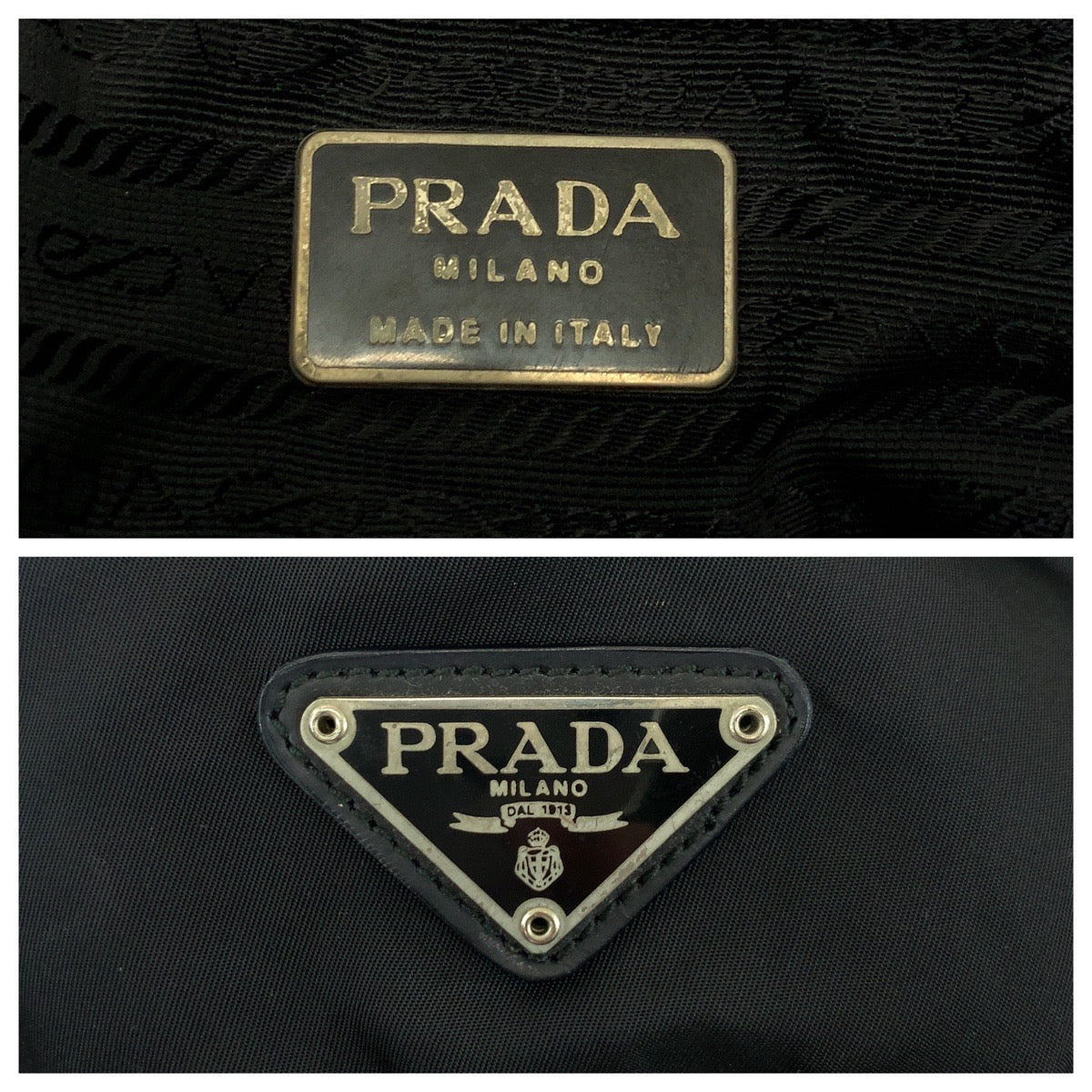 PRADA Backpack Nylon Black SilverMetal Test Triangle With logo