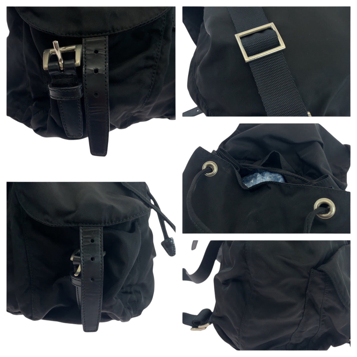 PRADA Backpack Nylon Black SilverMetal Test Triangle With logo