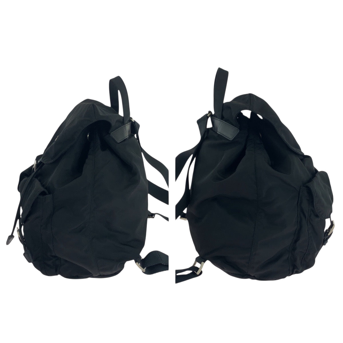 PRADA Backpack Nylon Black SilverMetal Test Triangle With logo