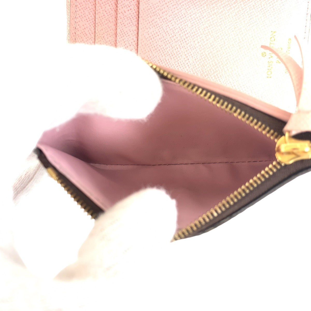 LOUIS VUITTON Tri-fold wallet M62360 PVC Brown Rose Ballerine Pink Gold Metal Monogram Portefeuille Victorine