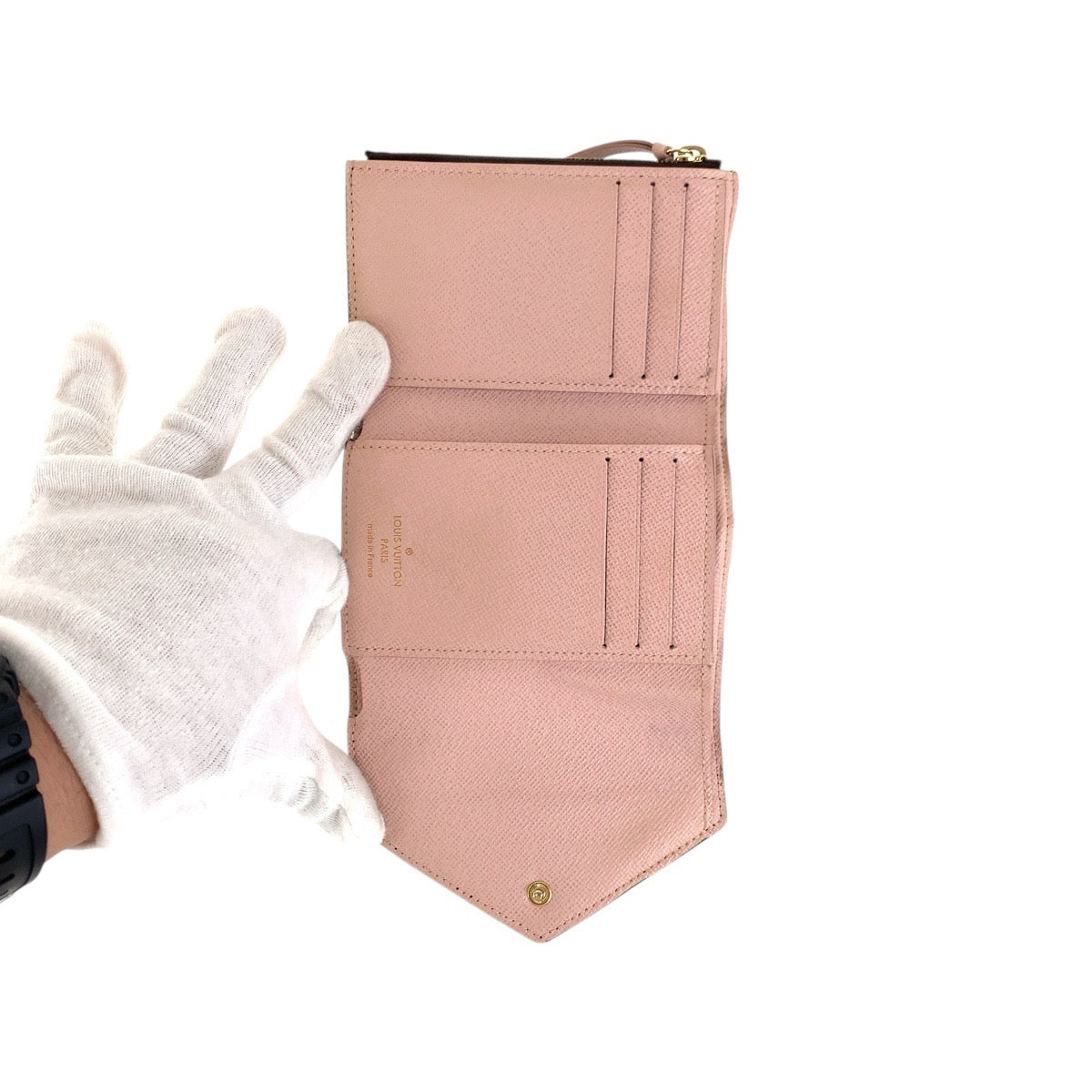 LOUIS VUITTON Tri-fold wallet M62360 PVC Brown Rose Ballerine Pink Gold Metal Monogram Portefeuille Victorine