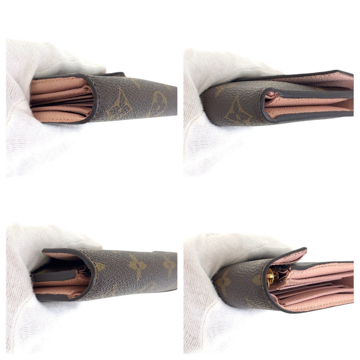 LOUIS VUITTON Tri-fold wallet M62360 PVC Brown Rose Ballerine Pink Gold Metal Monogram Portefeuille Victorine