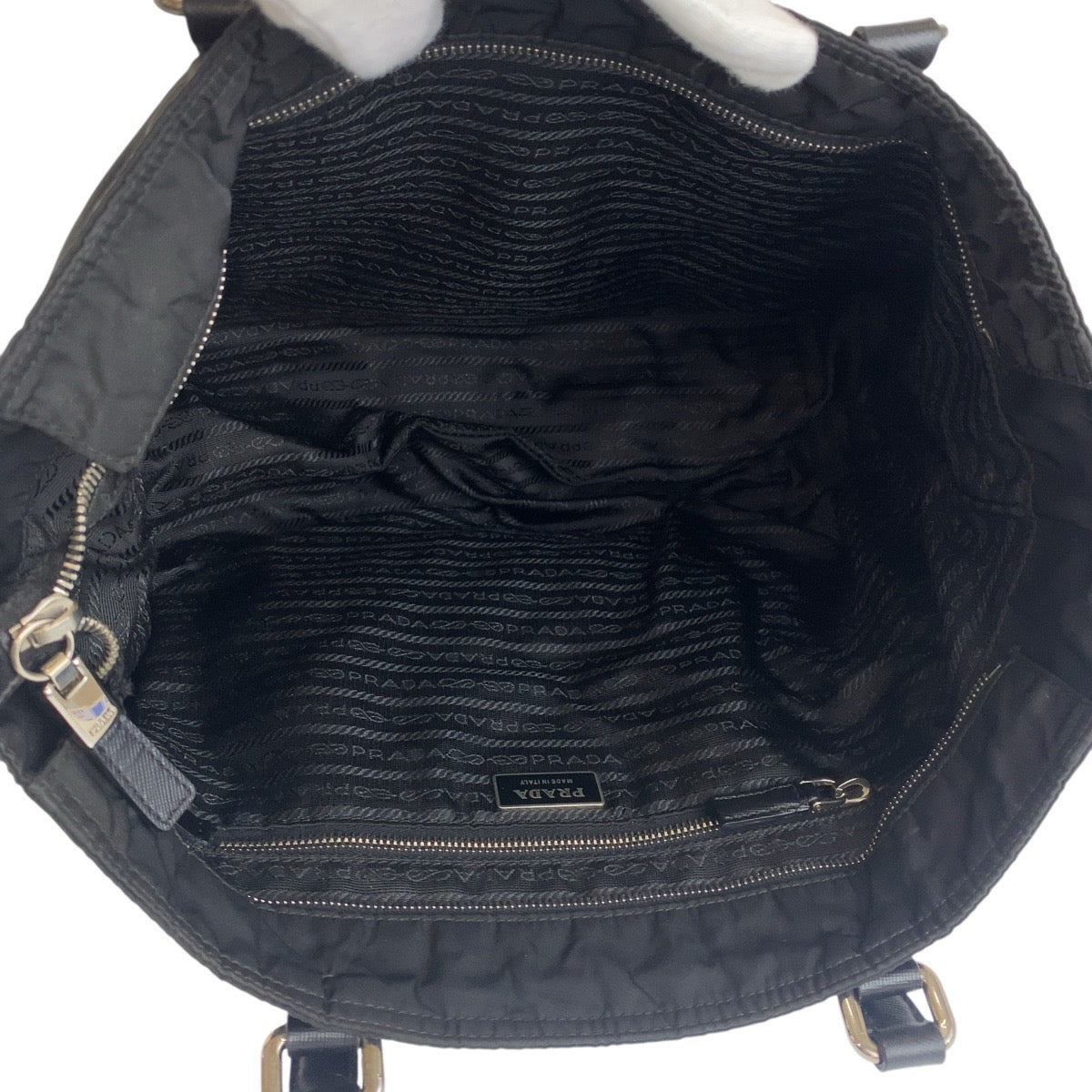 PRADA Tote Bag Nylon Black SilverMetal Test Triangle With logo