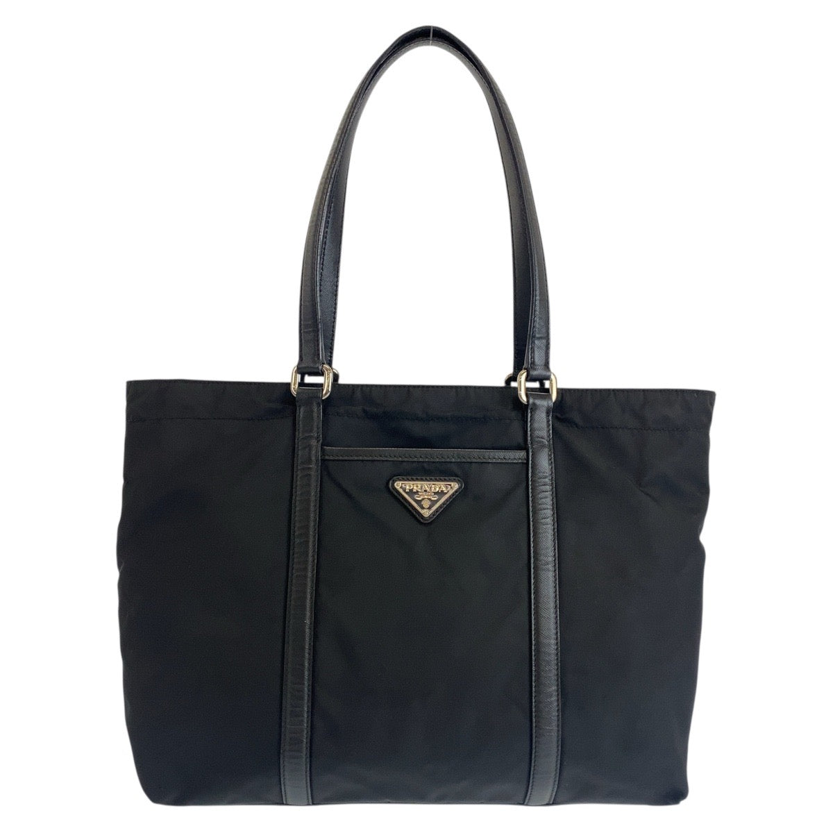 PRADA Tote Bag Nylon Black SilverMetal Test Triangle With logo