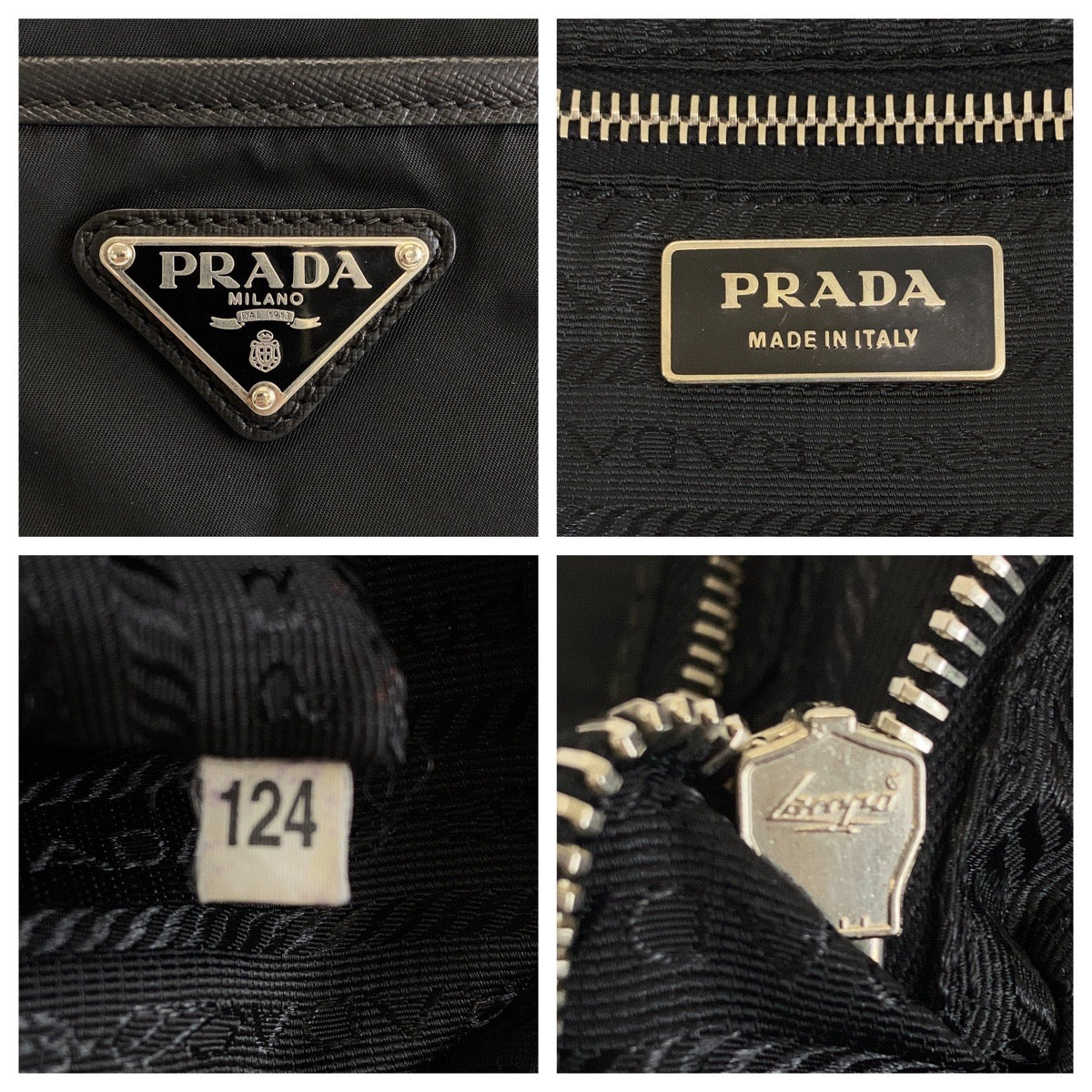PRADA Tote Bag Nylon Black SilverMetal Test Triangle With logo