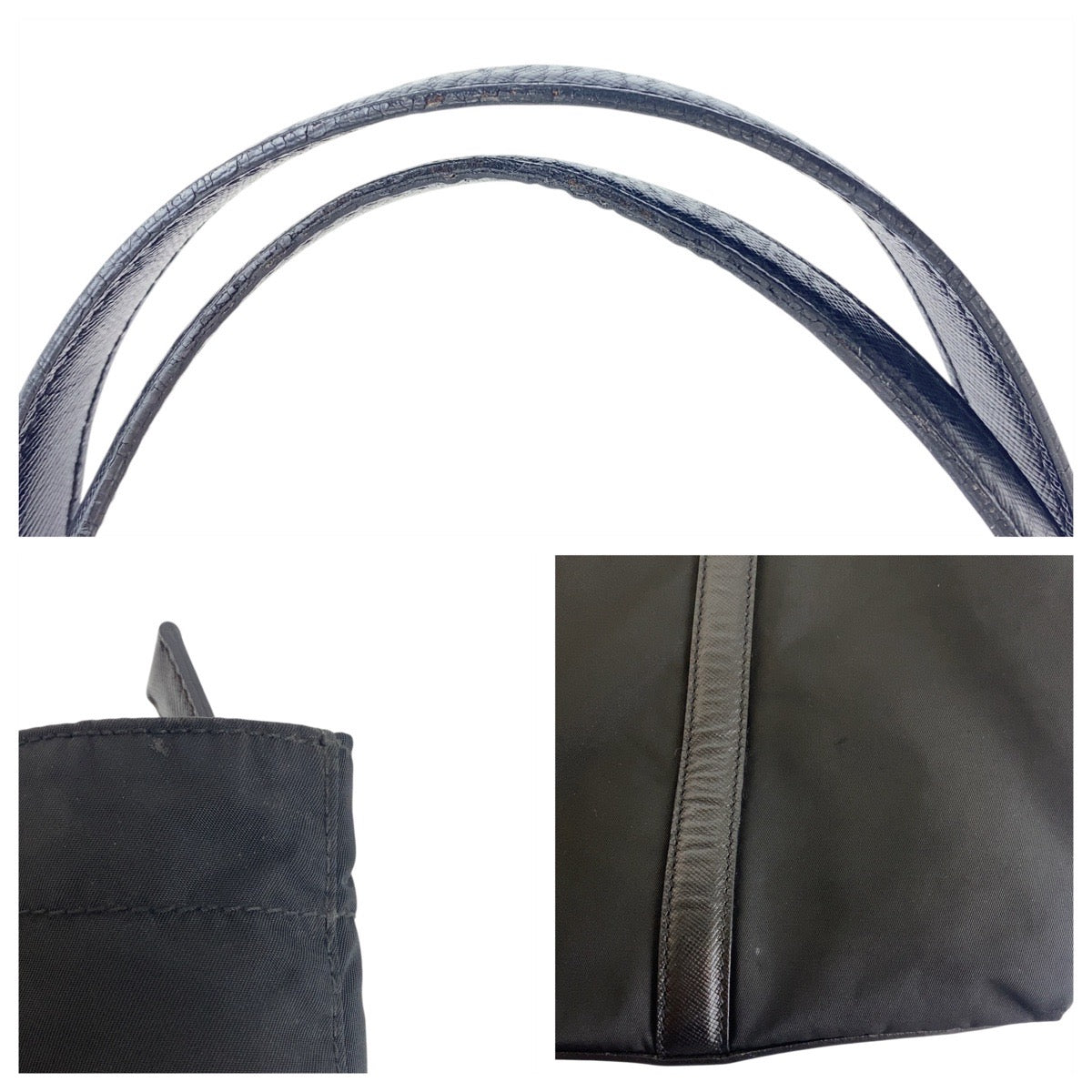 PRADA Tote Bag Nylon Black SilverMetal Test Triangle With logo