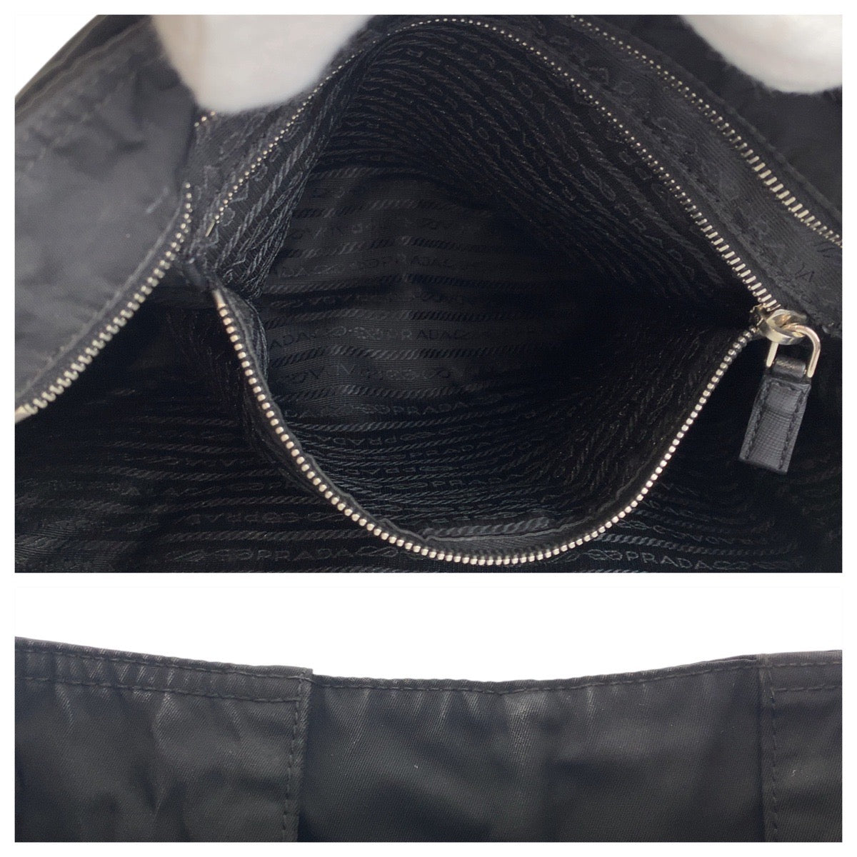 PRADA Tote Bag Nylon Black SilverMetal Test Triangle With logo