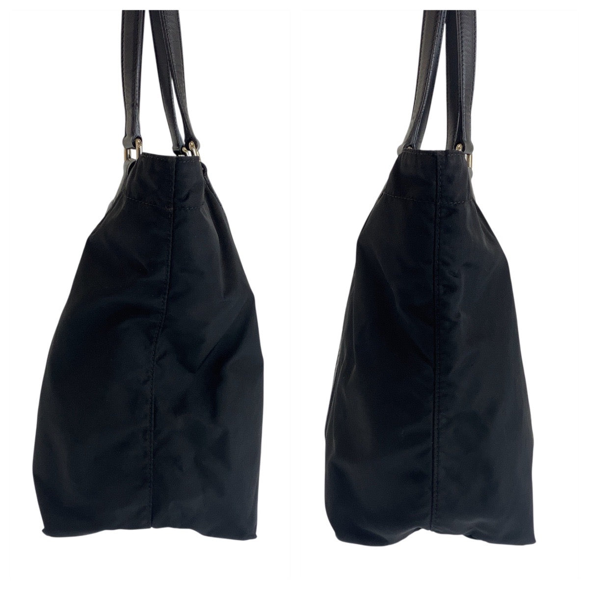 PRADA Tote Bag Nylon Black SilverMetal Test Triangle With logo