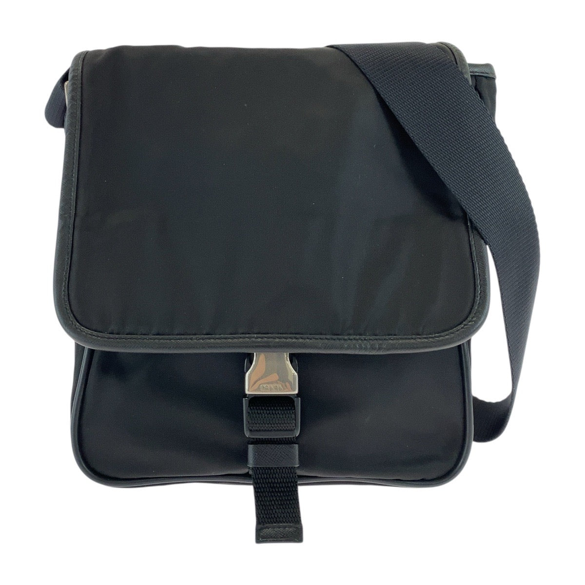 PRADA Shoulder Bag Nylon Black Silver Metal Test Triangle With logo