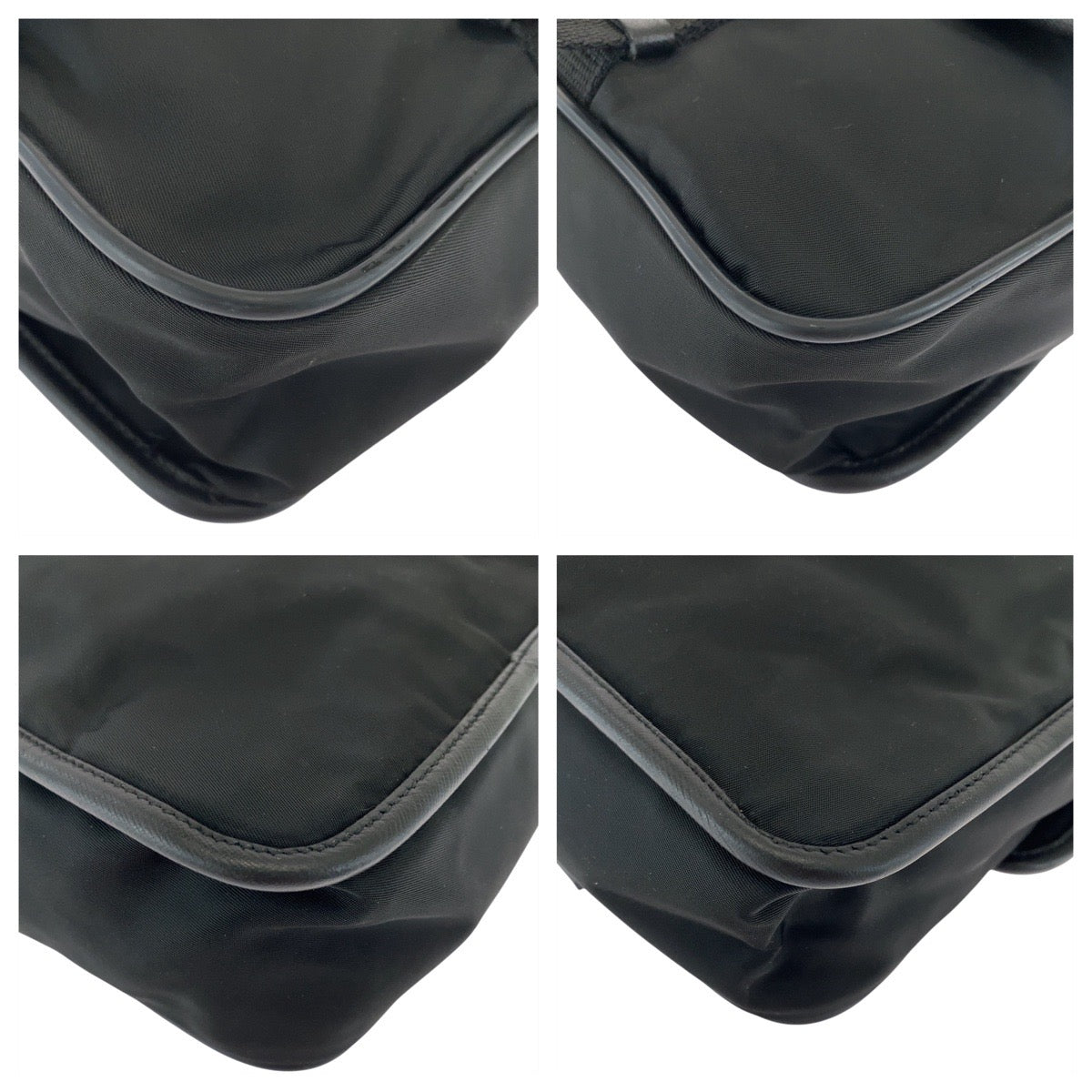 PRADA Shoulder Bag Nylon Black Silver Metal Test Triangle With logo