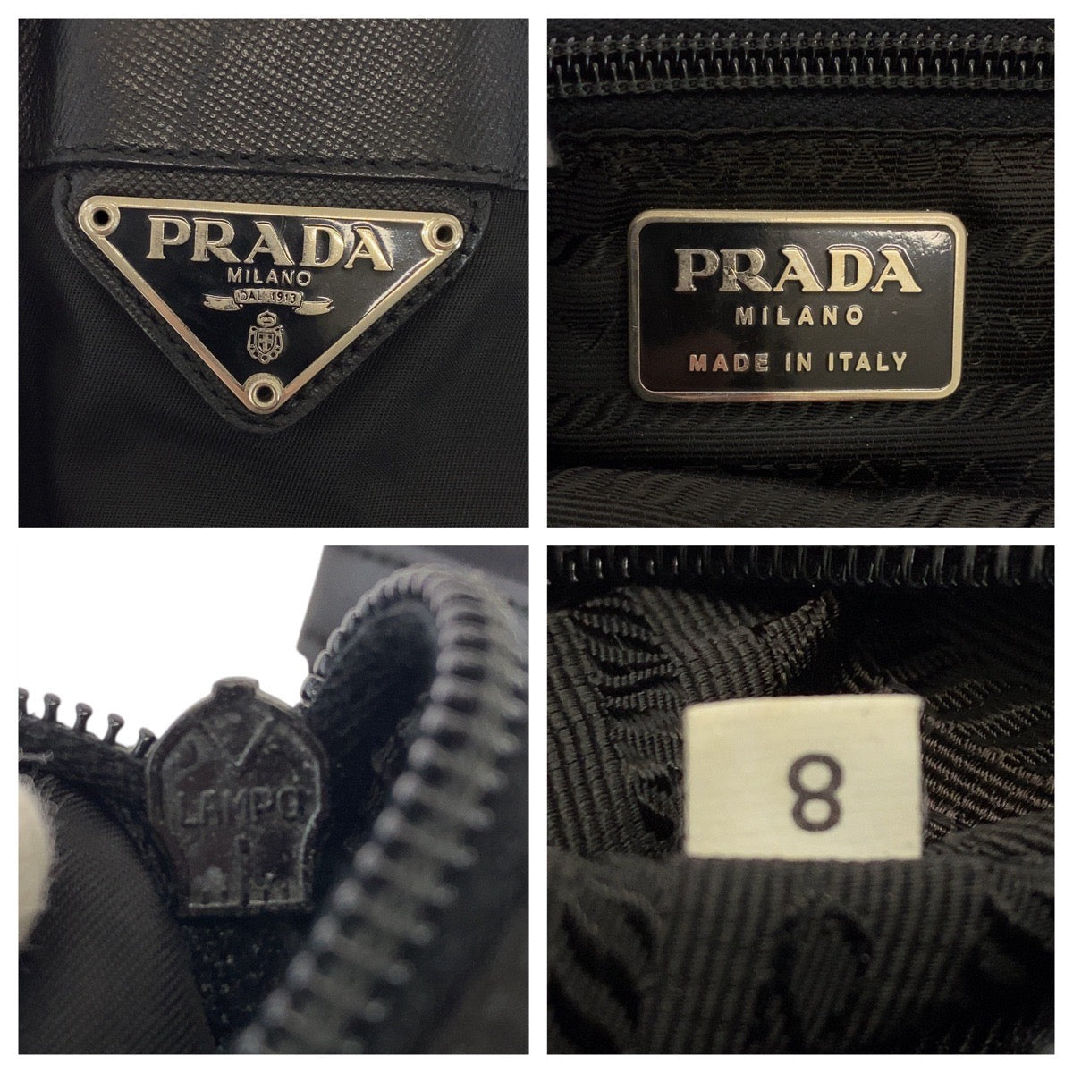 PRADA Shoulder Bag Nylon Black Silver Metal Test Triangle With logo
