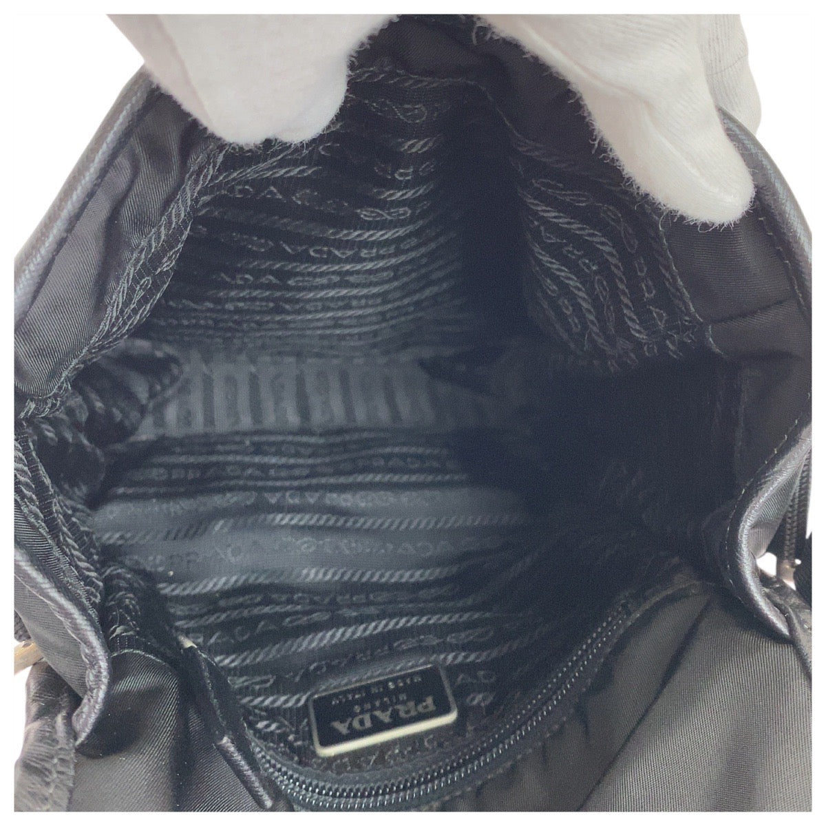 PRADA Shoulder Bag Nylon Black Silver Metal Test Triangle With logo