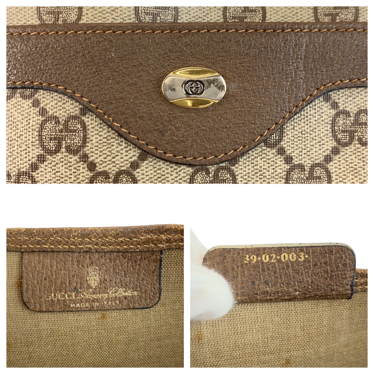 GUCCI Tote Bag 39 02 003 GG Supreme Canvas Beige brown Sherry Line Old Gucci