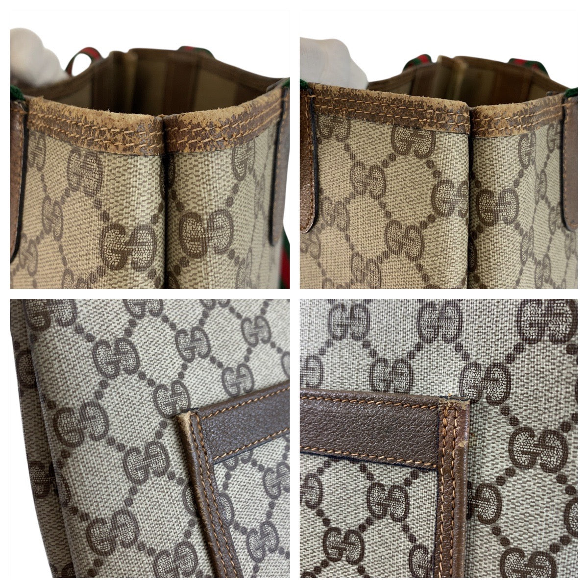 GUCCI Tote Bag 39 02 003 GG Supreme Canvas Beige brown Sherry Line Old Gucci