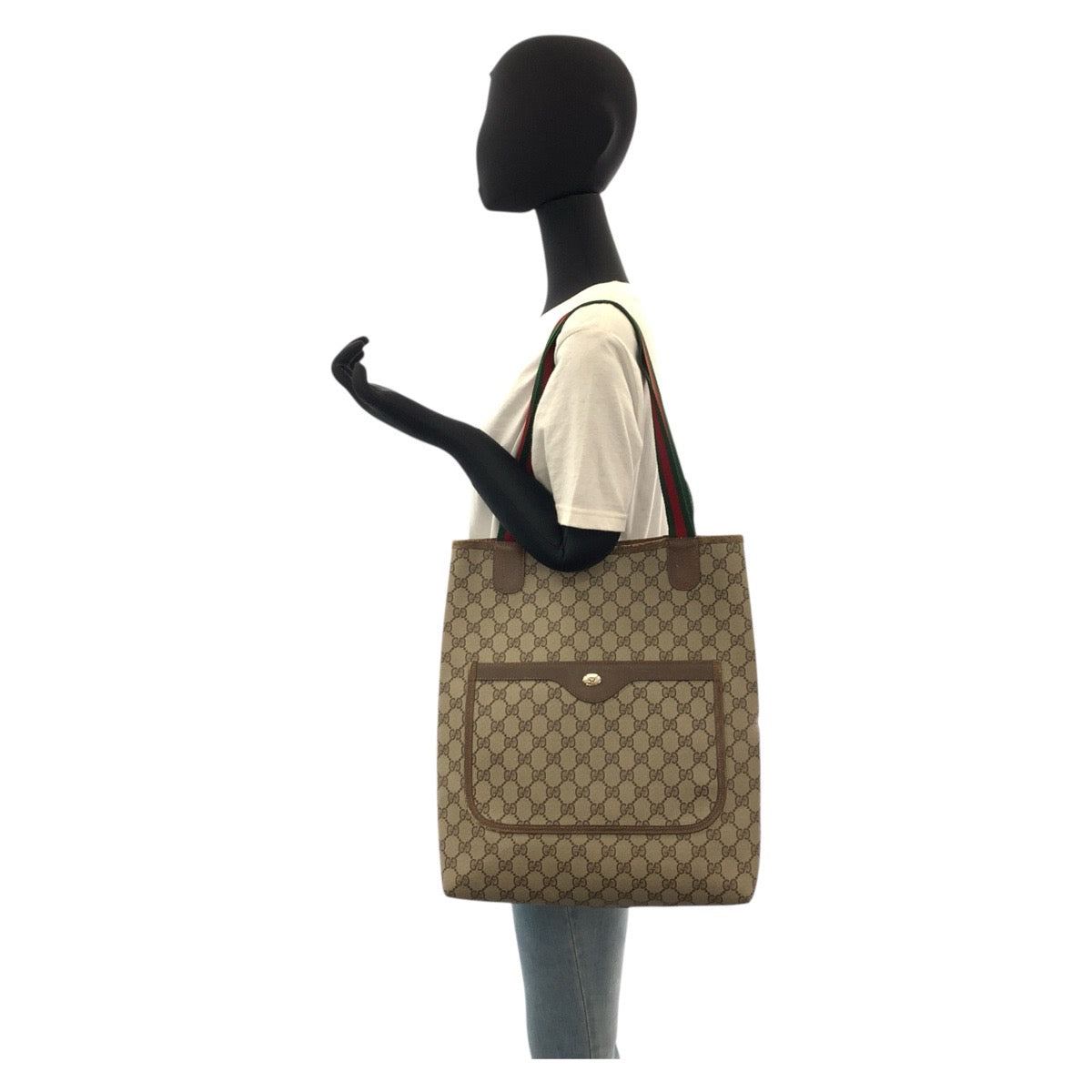 GUCCI Tote Bag 39 02 003 GG Supreme Canvas Beige brown Sherry Line Old Gucci