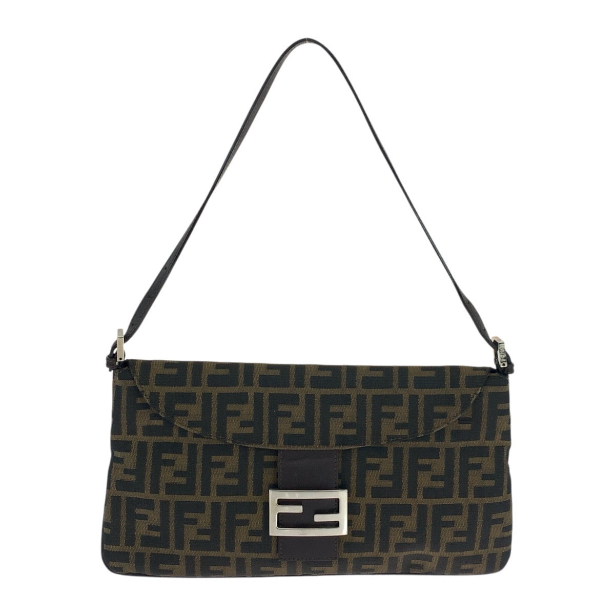 FENDI Shoulder Bag 2384 26796 018 canvas Brown Silver Metal Zucca Pattern