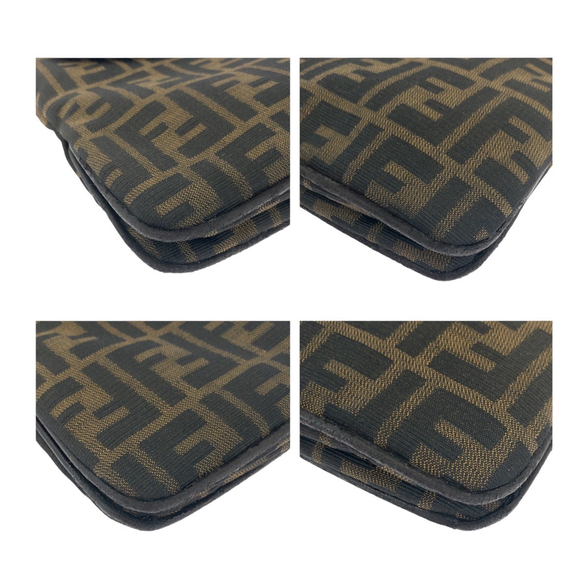 FENDI Shoulder Bag 2384 26796 018 canvas Brown Silver Metal Zucca Pattern