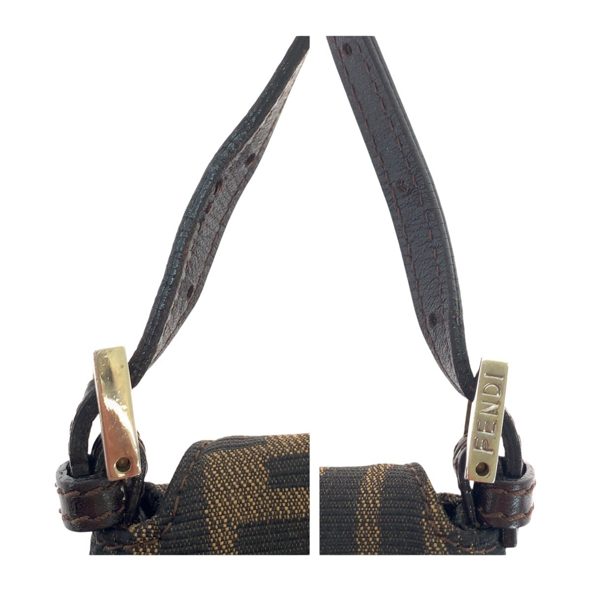 FENDI Shoulder Bag 2384 26796 018 canvas Brown Silver Metal Zucca Pattern