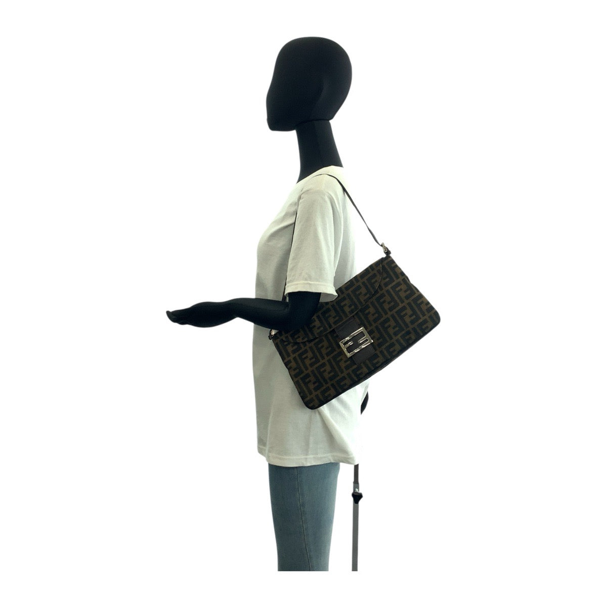 FENDI Shoulder Bag 2384 26796 018 canvas Brown Silver Metal Zucca Pattern