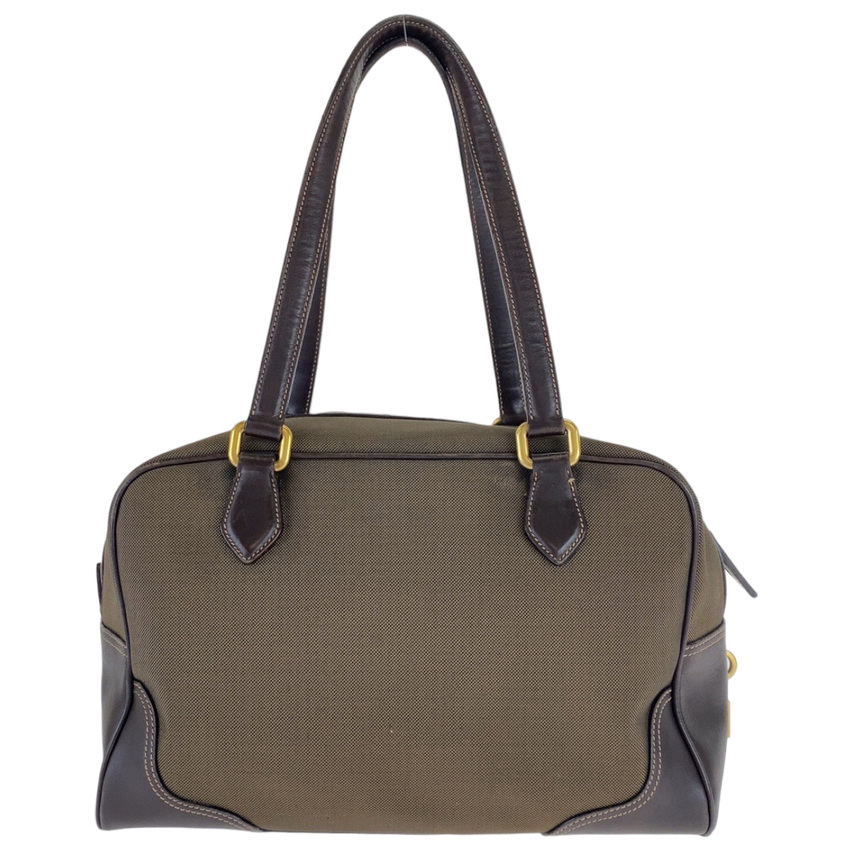 PRADA Shoulder Bag canvas Brown Logo jacquard