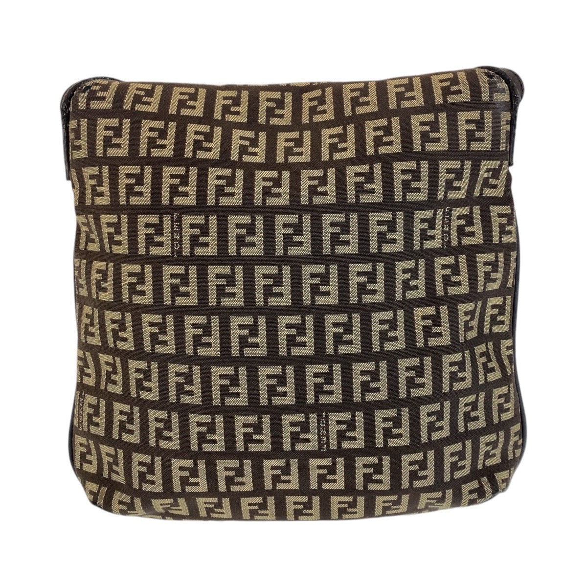 FENDI Shoulder Bag canvas Brown Silver Metal Zucchino Kamsepochet