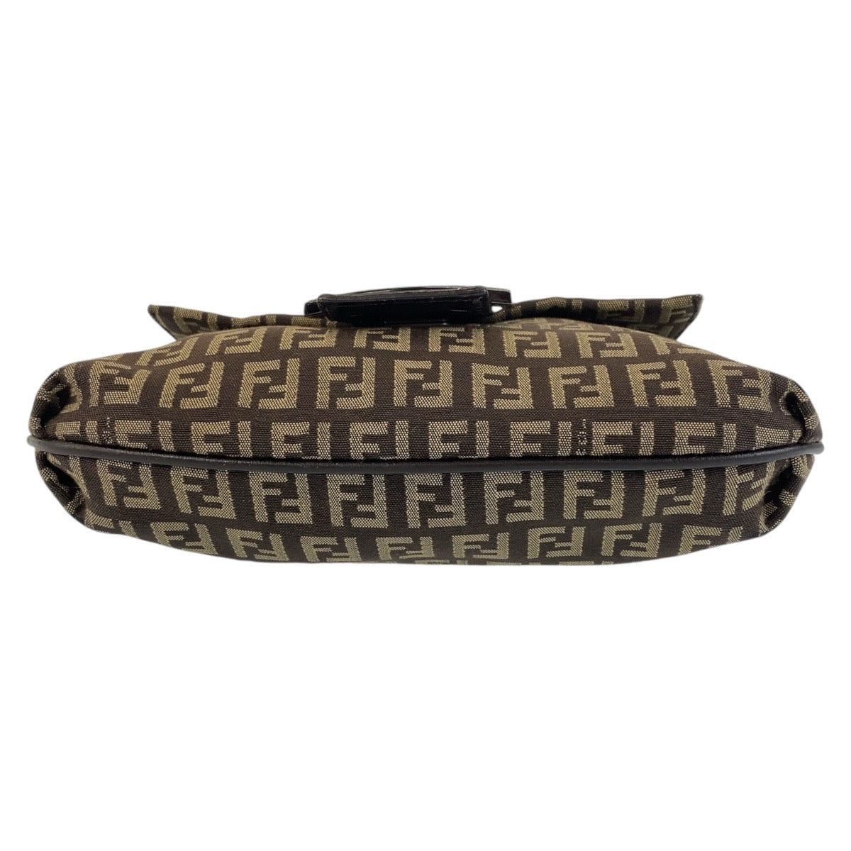 FENDI Shoulder Bag canvas Brown Silver Metal Zucchino Kamsepochet