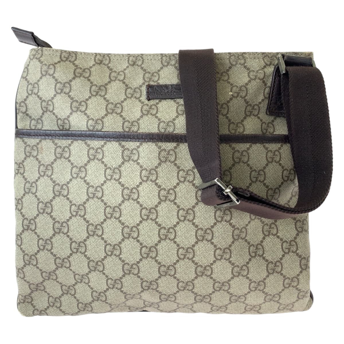 GUCCI Shoulder Bag 141626 GG Supreme Canvas Beige Brown SilverMetal