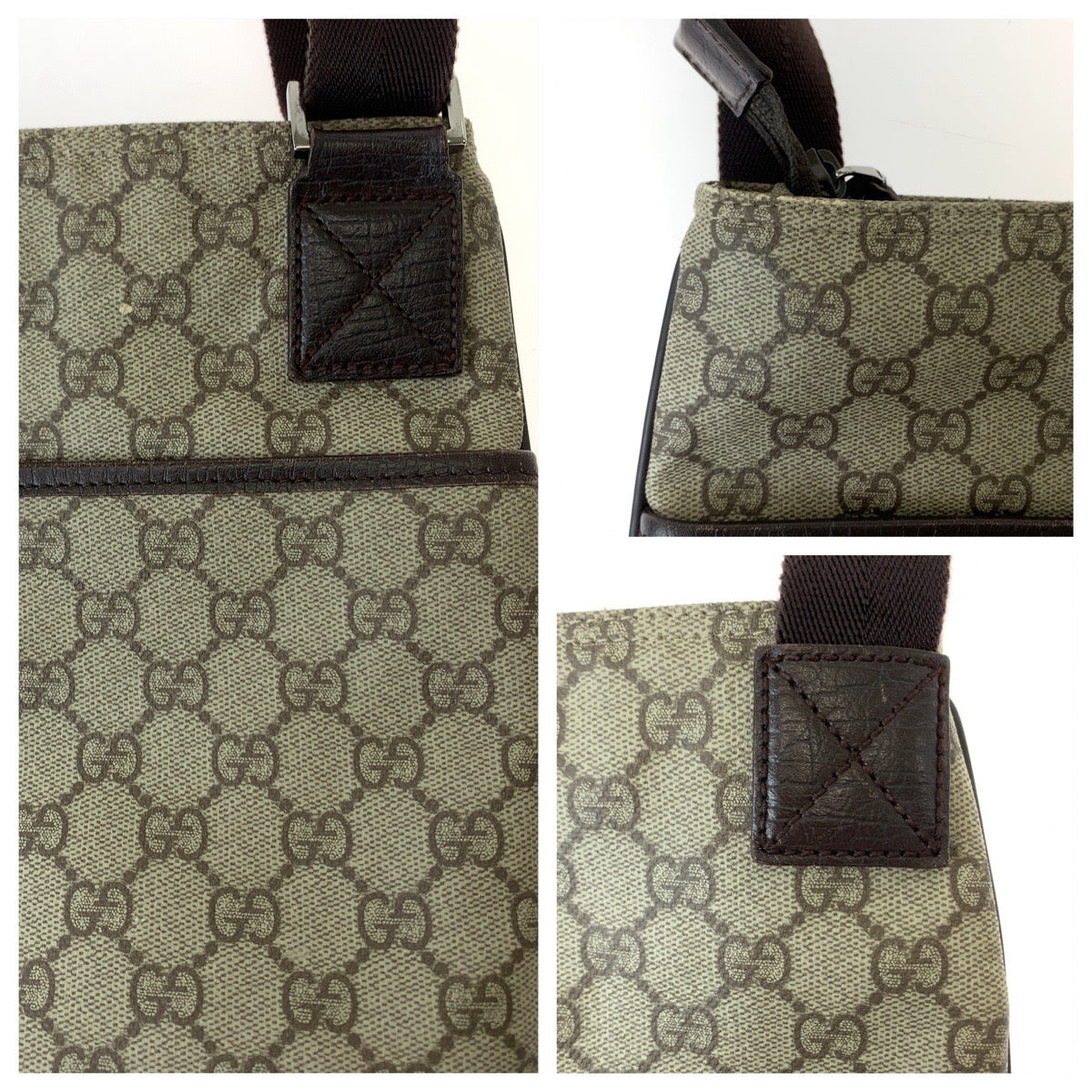 GUCCI Shoulder Bag 141626 GG Supreme Canvas Beige Brown SilverMetal
