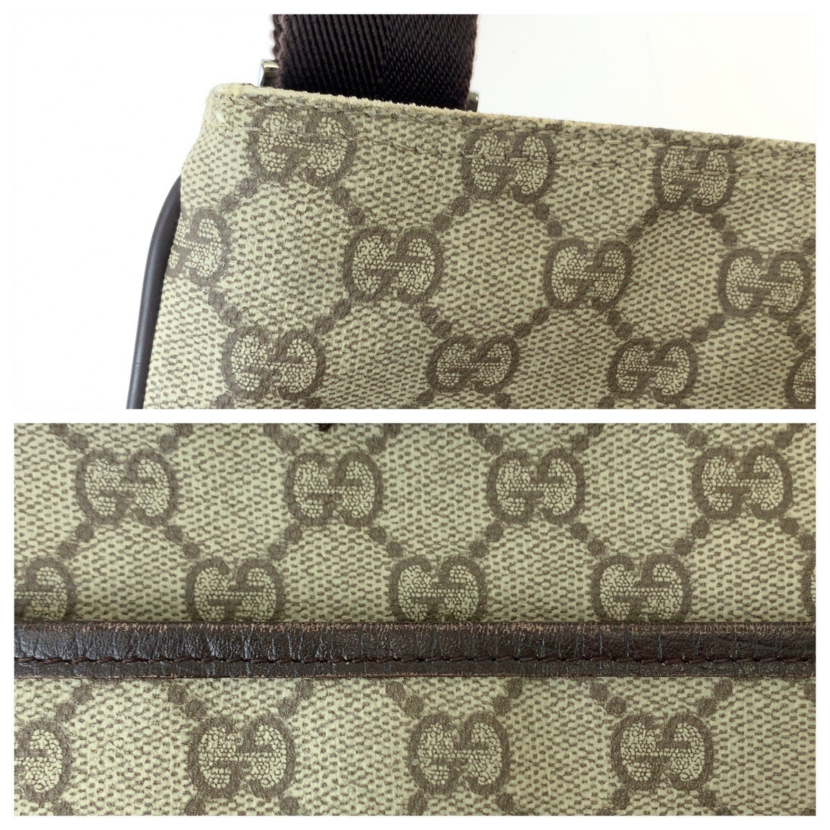 GUCCI Shoulder Bag 141626 GG Supreme Canvas Beige Brown SilverMetal