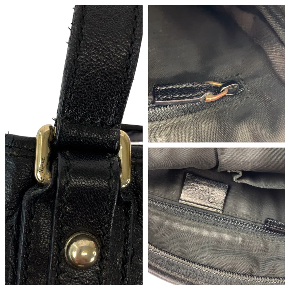 GUCCI Shoulder Bag 239347 leather Black SilverMetal Guccisima