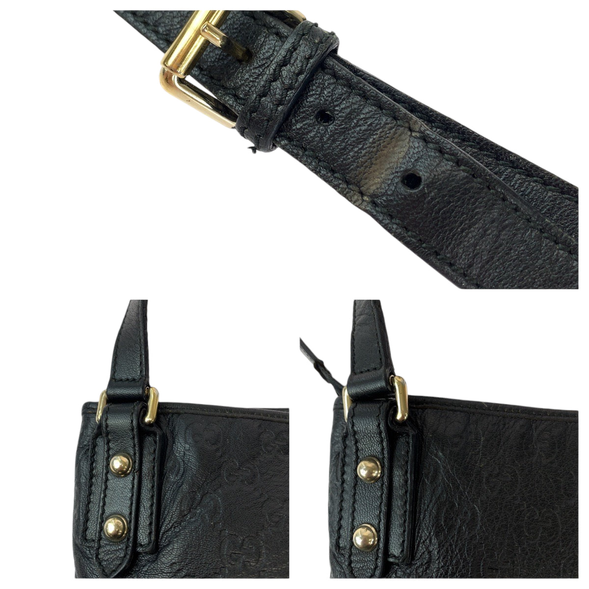 GUCCI Shoulder Bag 239347 leather Black SilverMetal Guccisima