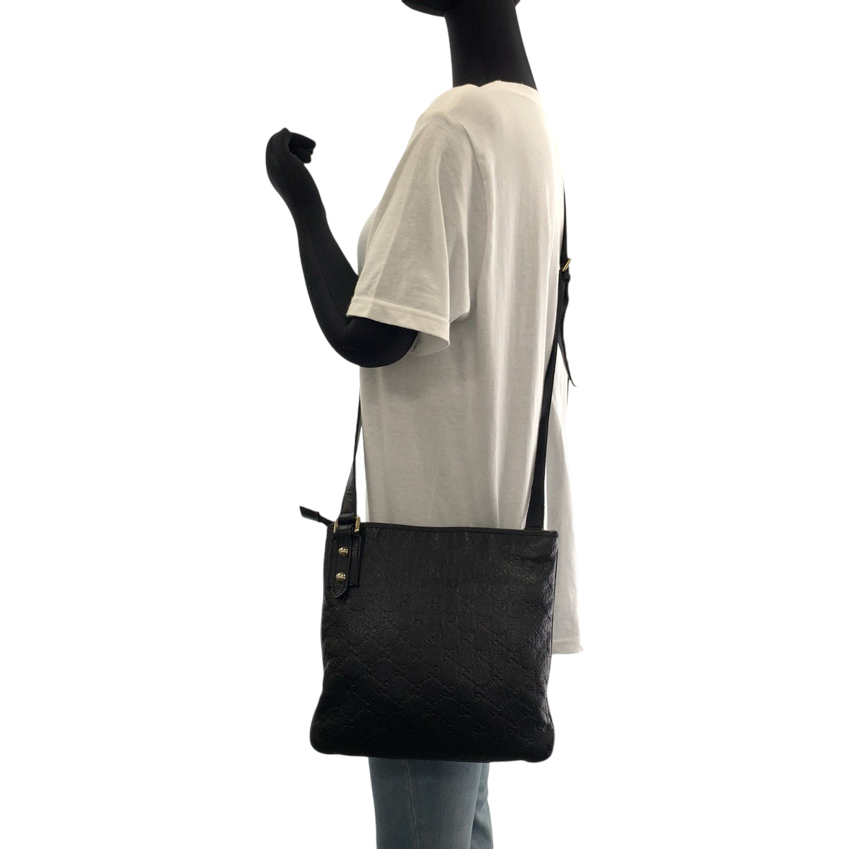 GUCCI Shoulder Bag 239347 leather Black SilverMetal Guccisima