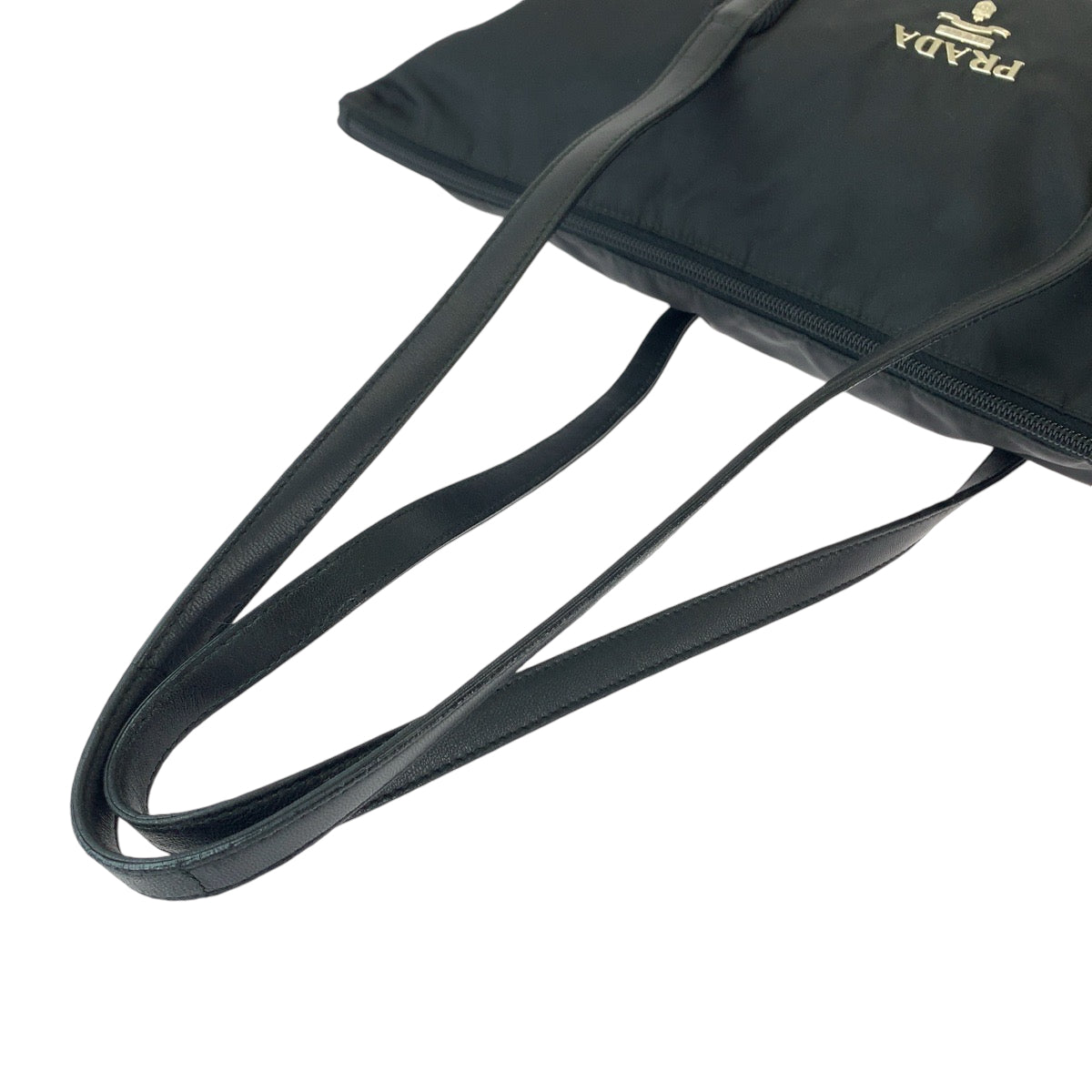 PRADA Tote Bag BR3920 Nylon Black SilverMetal Test Triangle With logo Fringe