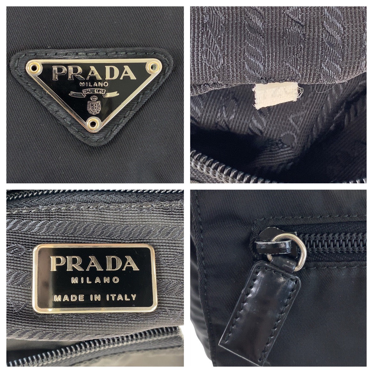 PRADA Shoulder Bag Nylon Black SilverMetal Test Triangle With logo