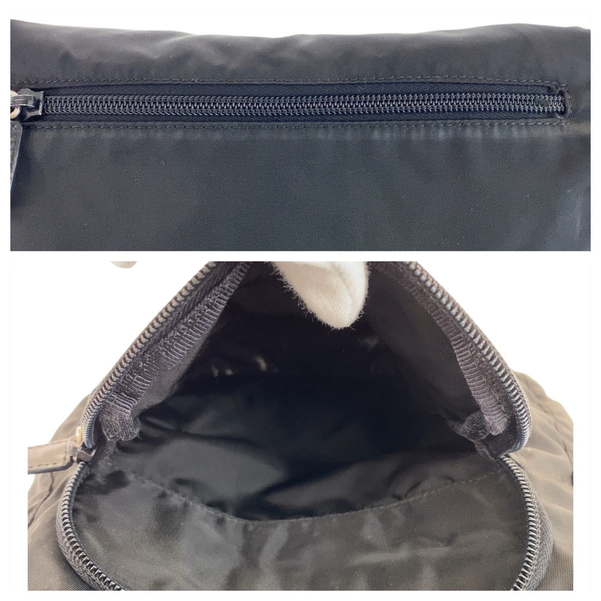 PRADA Shoulder Bag Nylon Black SilverMetal Test Triangle With logo