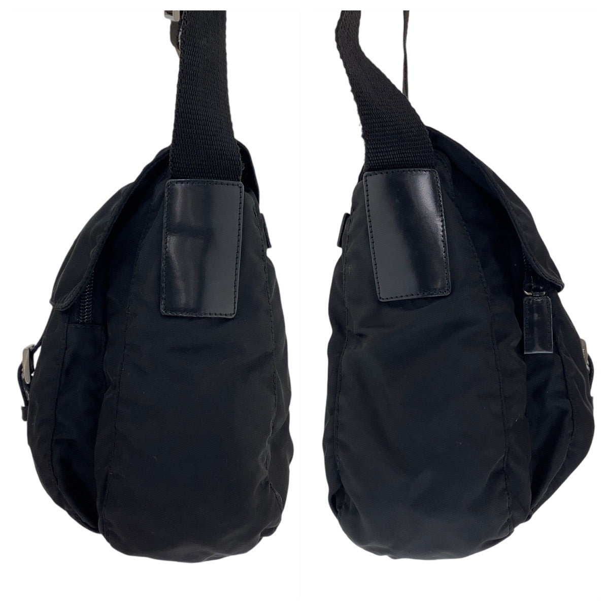 PRADA Shoulder Bag Nylon Black SilverMetal Test Triangle With logo