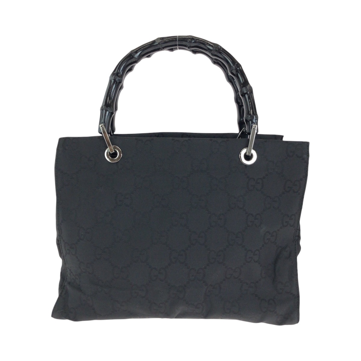 GUCCI Tote Bag 002 1015 GG canvas Black SilverMetal Bamboo