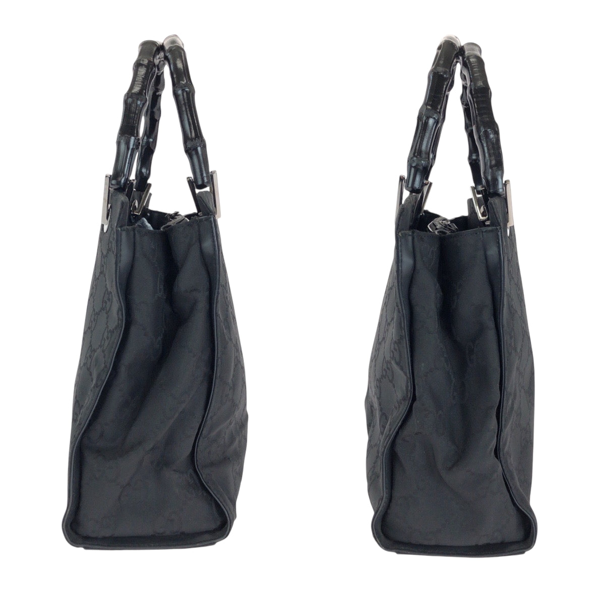 GUCCI Tote Bag 002 1015 GG canvas Black SilverMetal Bamboo