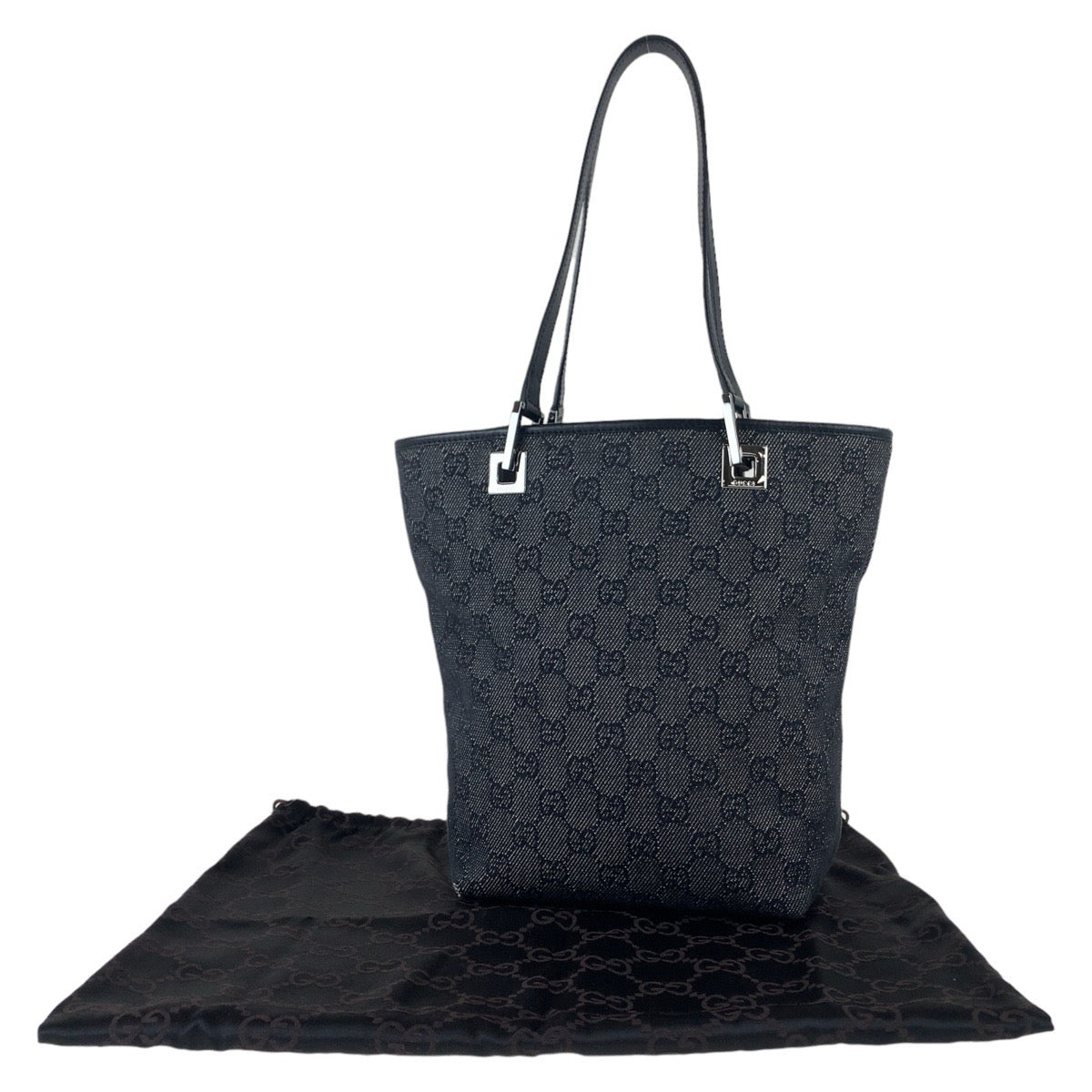 GUCCI Tote Bag 31244 GG canvas Black Silver Metal GG pattern