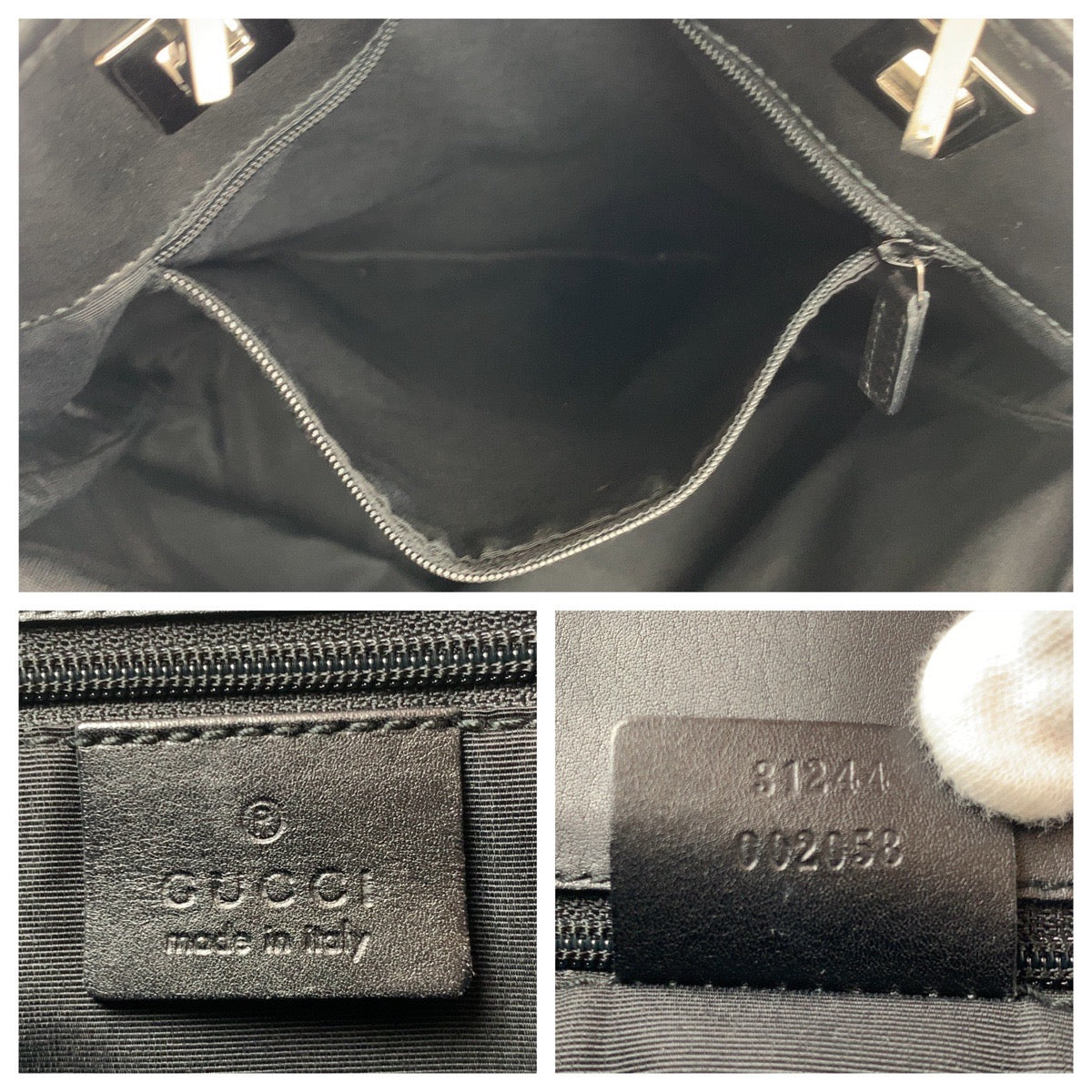 GUCCI Tote Bag 31244 GG canvas Black Silver Metal GG pattern