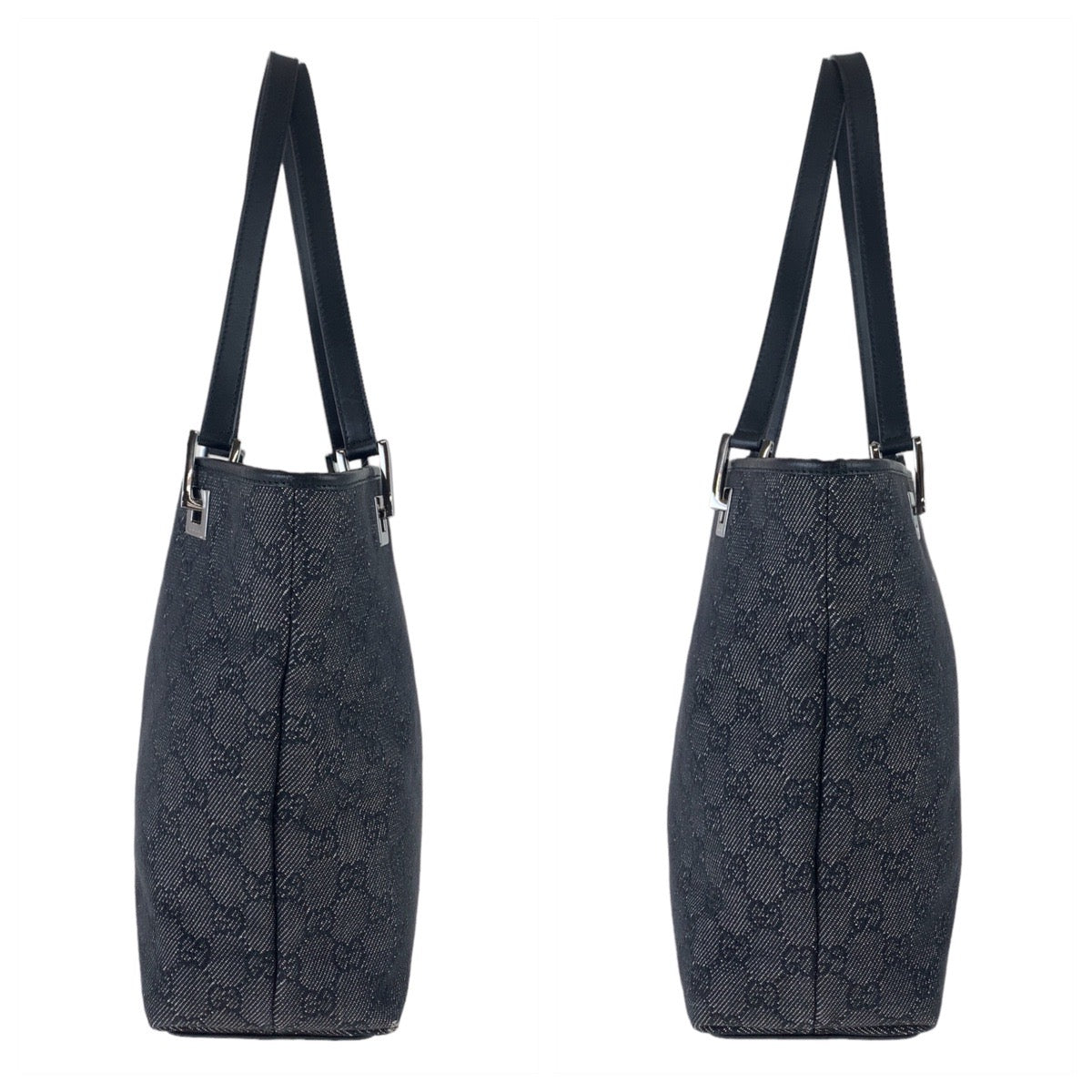 GUCCI Tote Bag 31244 GG canvas Black Silver Metal GG pattern
