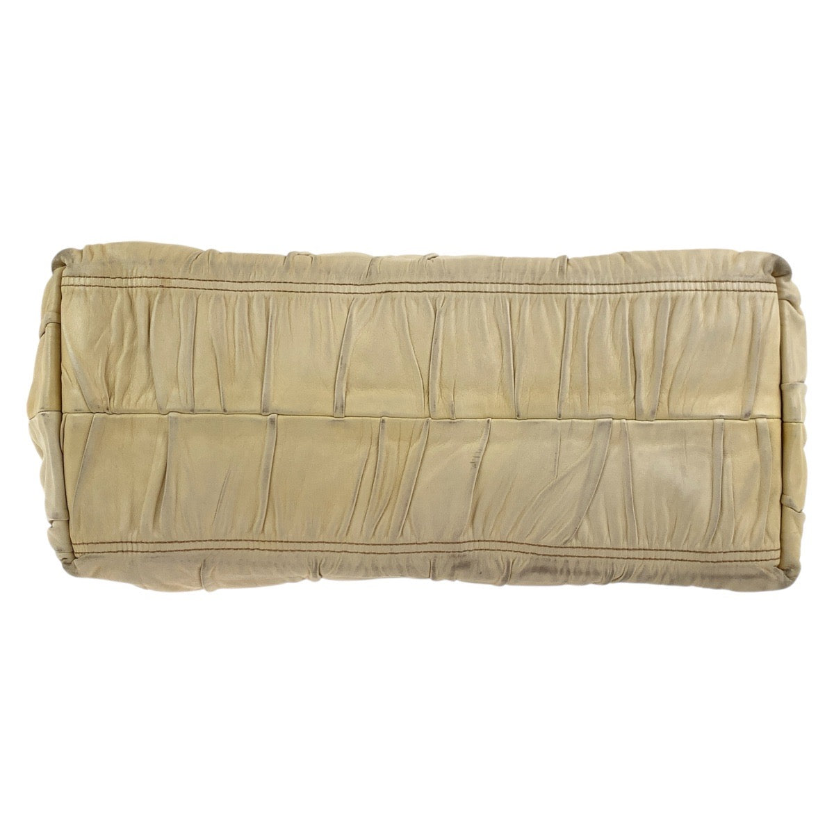 PRADA Tote Bag leather Beige Gold Metal Safiano