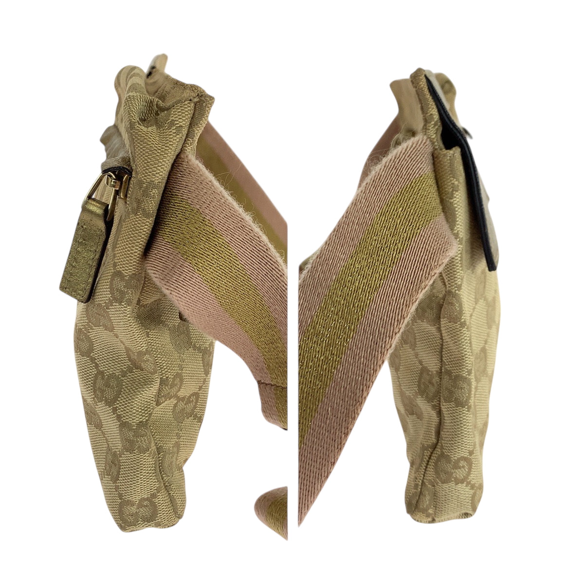 GUCCI Waist bag 28566 GG canvas Beige Gold Pink GoldMetal Sherry line