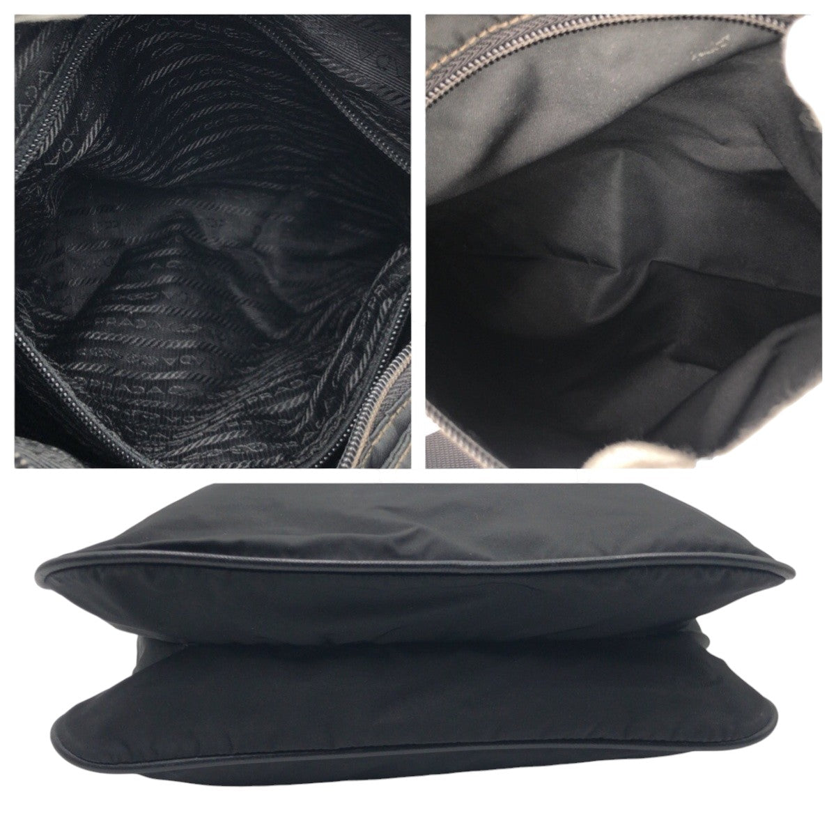 PRADA Shoulder Bag Nylon Black SilverMetal Test Triangle With logo