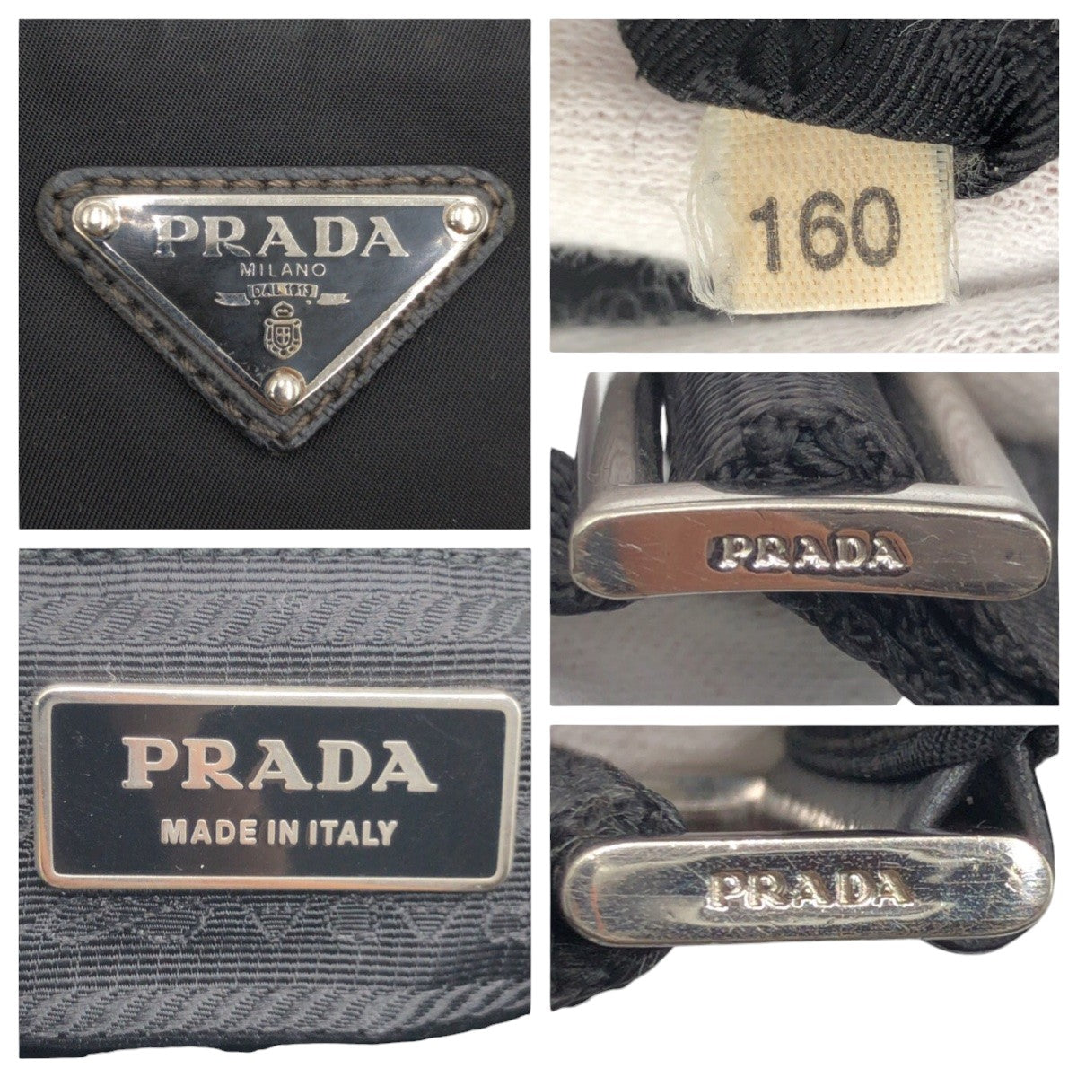 PRADA Shoulder Bag Nylon Black SilverMetal Test Triangle With logo