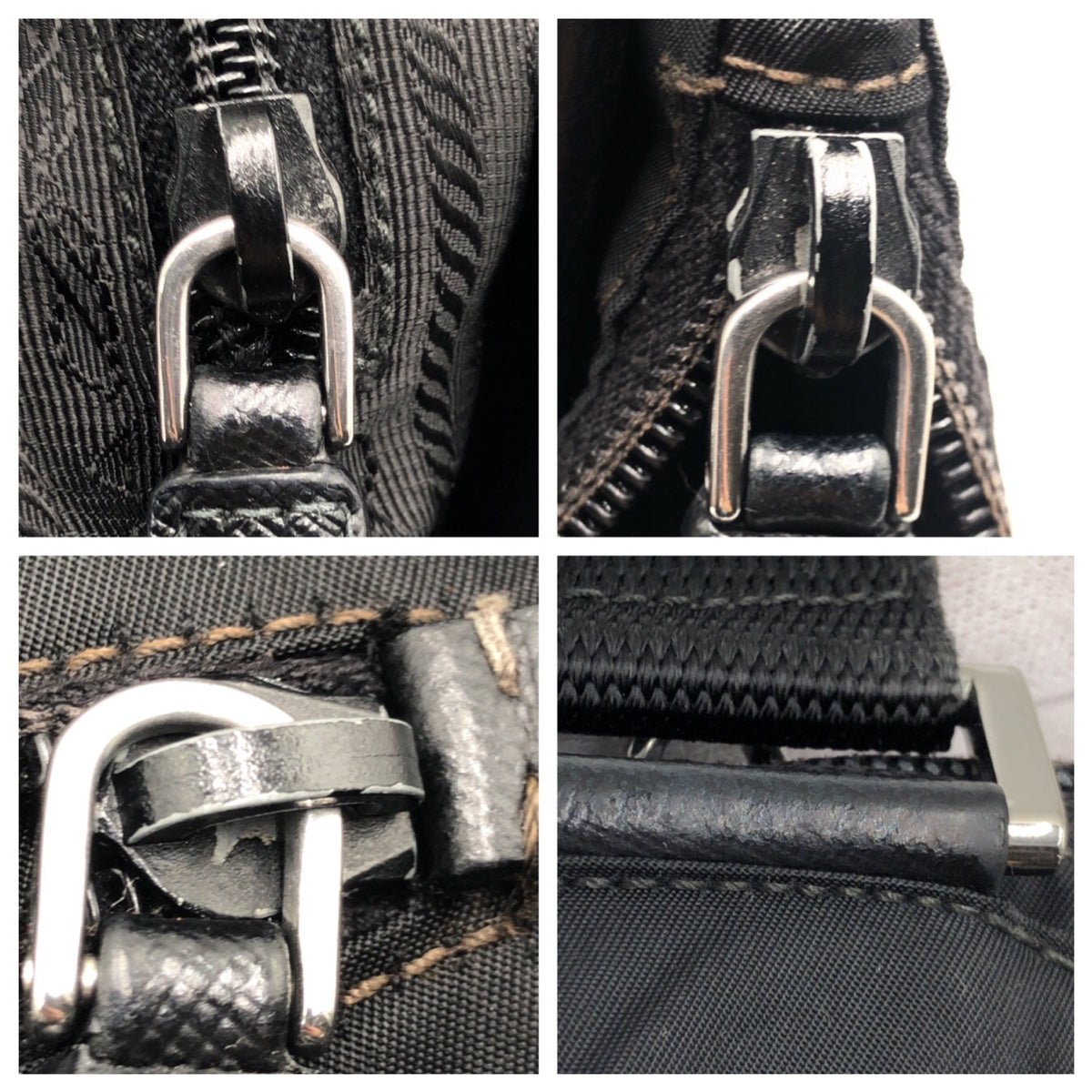 PRADA Shoulder Bag Nylon Black SilverMetal Test Triangle With logo
