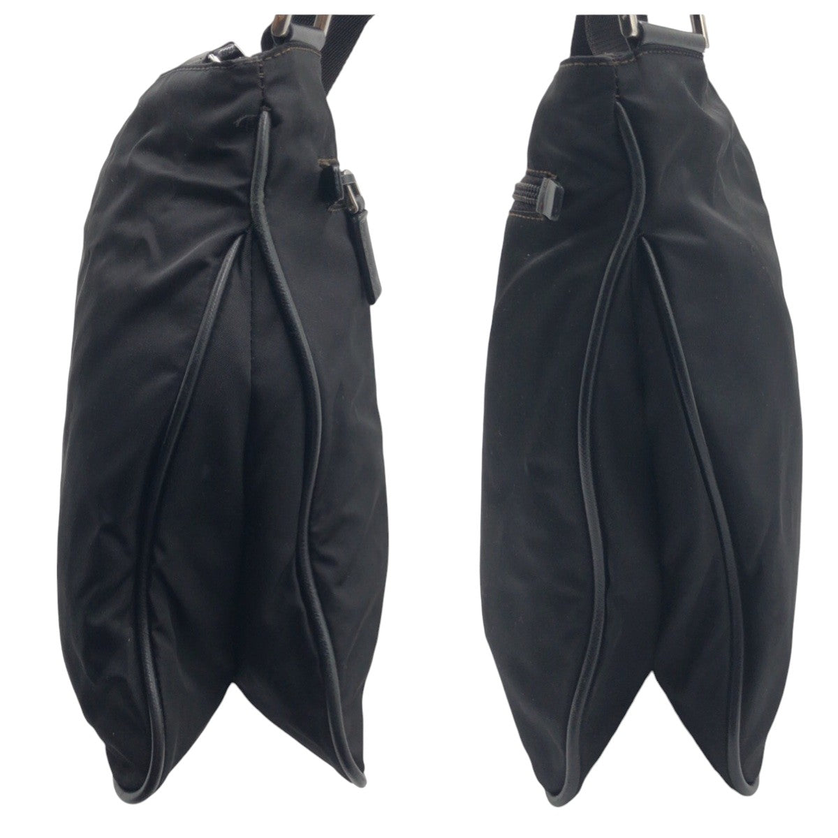 PRADA Shoulder Bag Nylon Black SilverMetal Test Triangle With logo