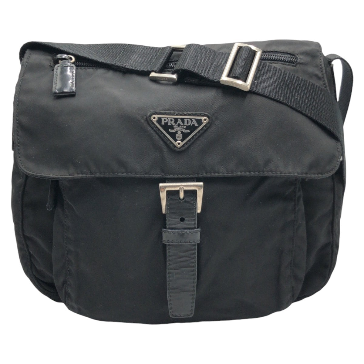 PRADA Shoulder Bag Nylon Black black Test Triangular logo