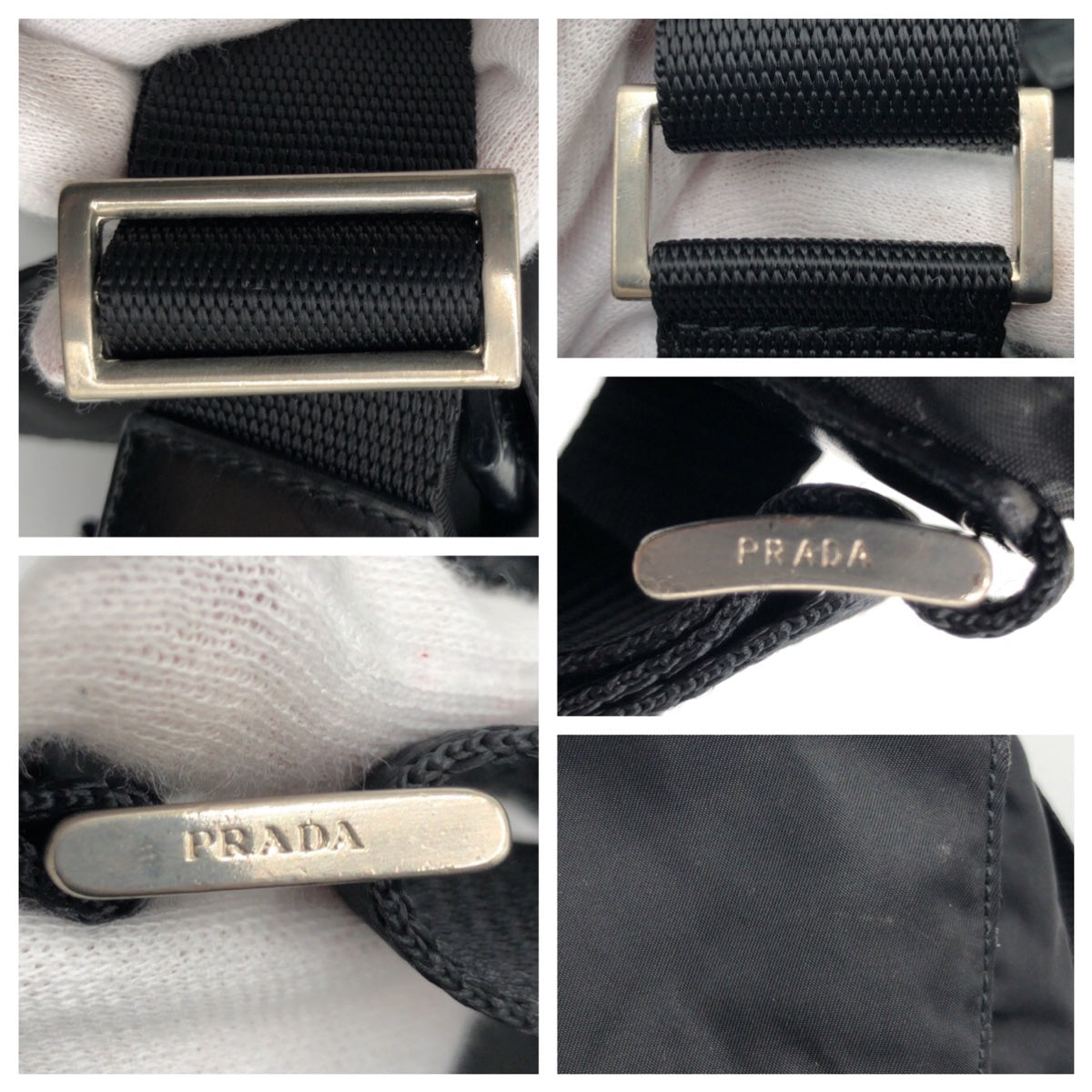 PRADA Shoulder Bag Nylon Black black Test Triangular logo